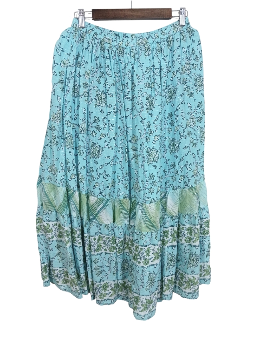 Light Blue Floral Tiered Boho Skirt Fairycore